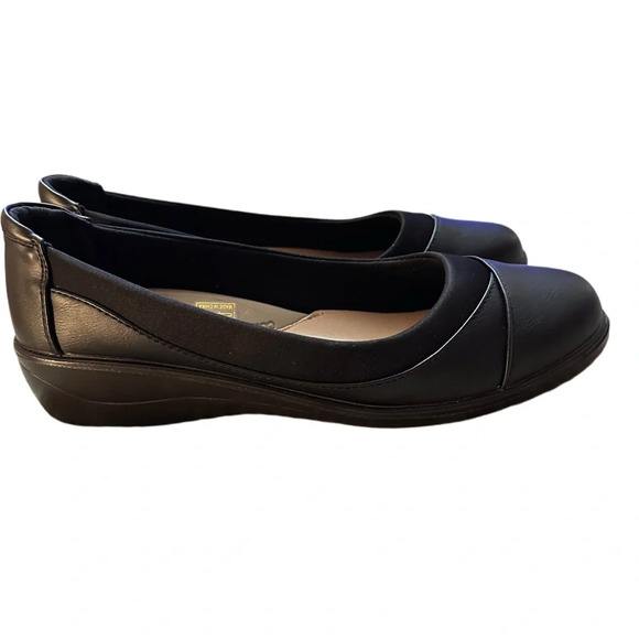 NEW Women's Low Heel Wedge Work Shoes Round Toe Slip-on Arch Support - Picture 8 of 10